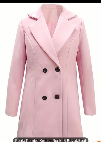 Pembe Çift Düğmeli Kaban
