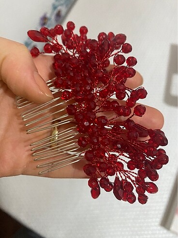 Beden bordo Renk Kırmızı kristal taş saç tokası