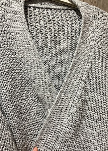 Gri Örgü Kadın Hırka Bağlamalı - Görsel 4