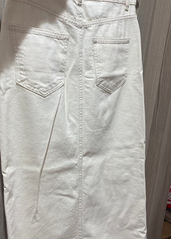 DeFacto Beyaz Düğmeli Midi Kadın Kot Pantolon - Görsel 5