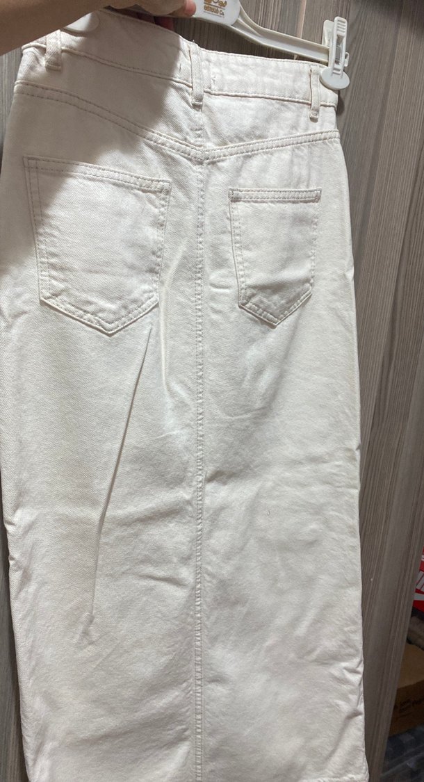 DeFacto Beyaz Düğmeli Midi Kadın Kot Pantolon - Görsel 5