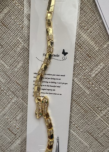 Zincir Detaylı Yılan Desenli Altın Bileklik - Görsel 2