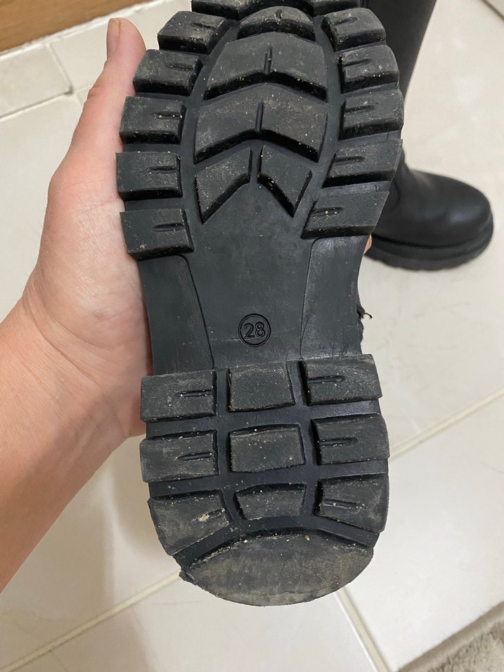 Kız Çocuk Siyah Deri Goth Botlar - Görsel 4