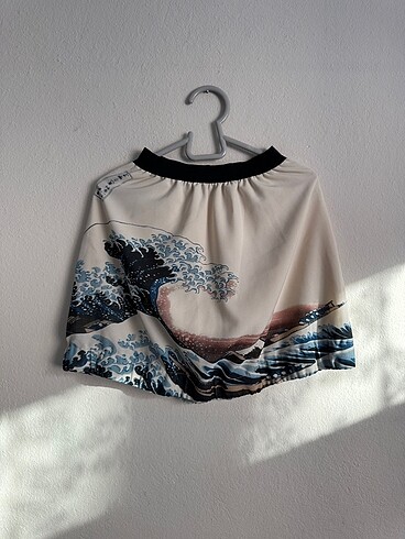 The Great Wave of Kanagawa baskılı etek