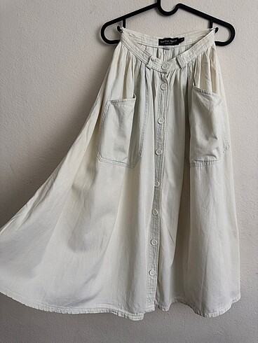 xs Beden beyaz Renk American apparel denim midi etek