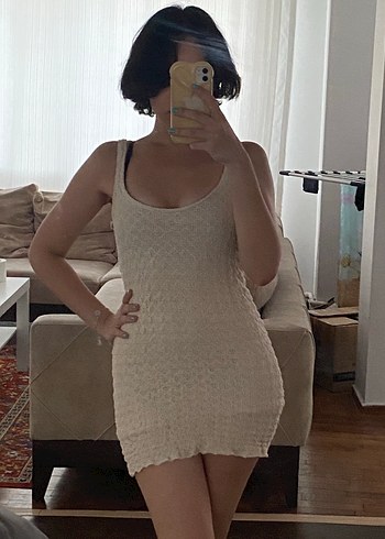 Zara Krem Mini Elbise