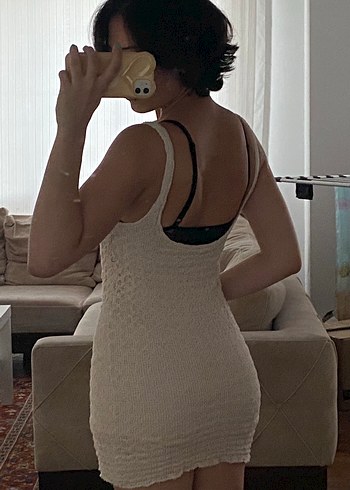 Zara Zara Krem Mini Elbise