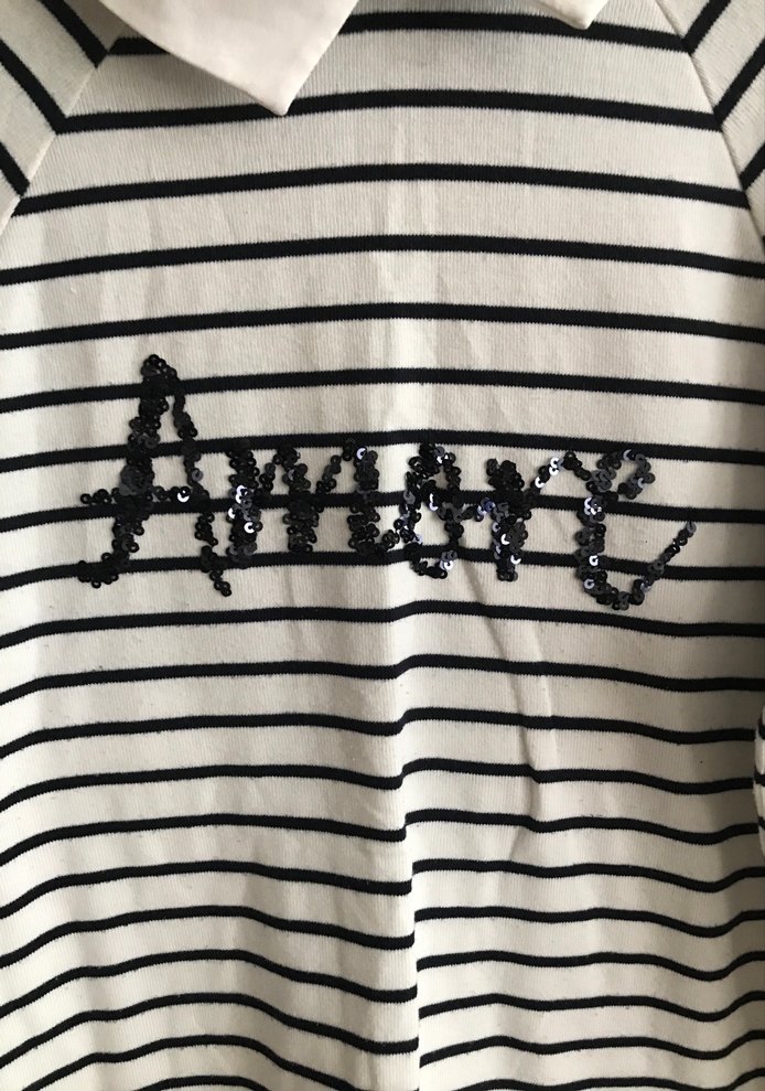 Çizgili Beyaz Gri Hamile Triko Tişört - Görsel 2