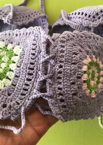 Mor Dantel Detaylı Örgü Büstiyer - Görsel 4