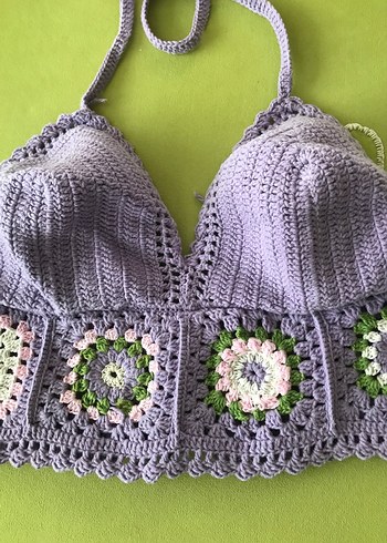 Mor Dantel Detaylı Örgü Büstiyer - Görsel 2