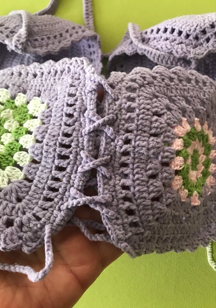 Mor Dantel Detaylı Örgü Büstiyer - Görsel 4