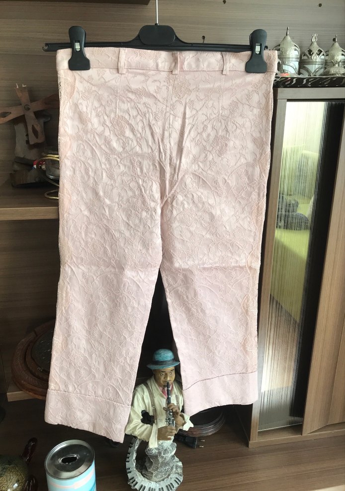 Dantel Detaylı  pembe Kadın Midi Pantolon - Görsel 4