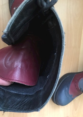 Gri hakiki Deri Vintage Kadın Botları - Görsel 7