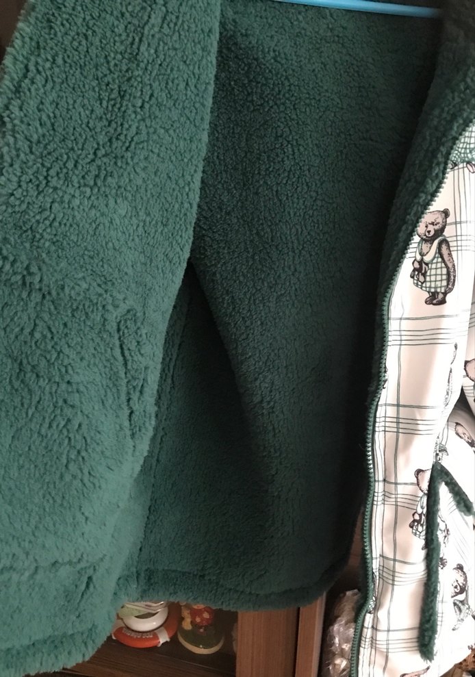 Kapüşonlu  çift taraflı Kadın Yeşil Polar Ceket - Görsel 5