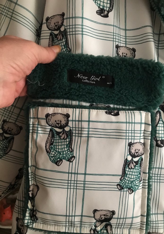 Kapüşonlu  çift taraflı Kadın Yeşil Polar Ceket - Görsel 4