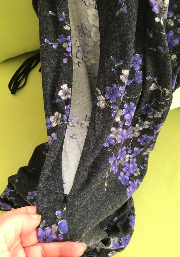 Uzun Kollu Mor Çiçekli Midi Elbise - Görsel 5