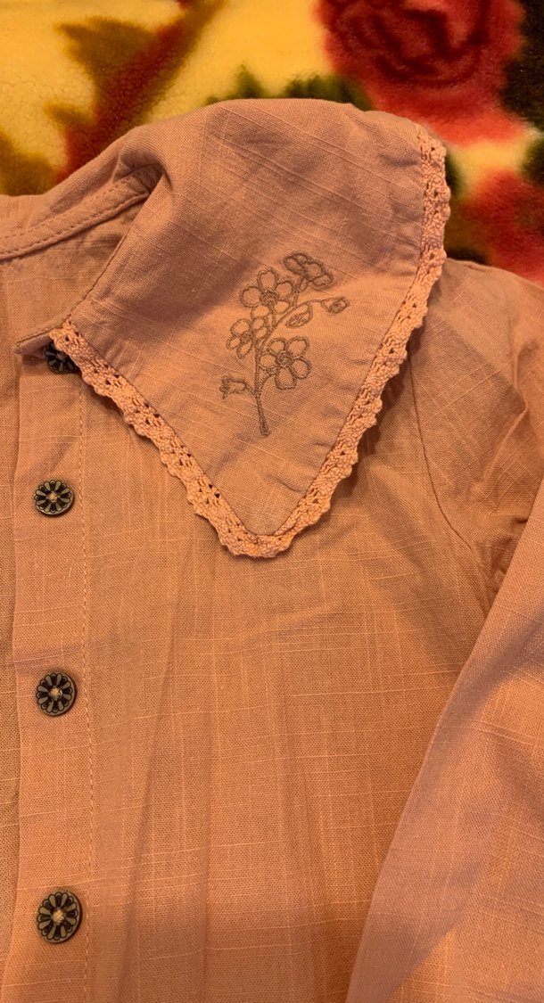 Nakışlı Bej Kız Çocuk Gömlek - Görsel 2