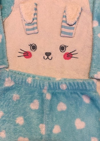 Mavi Peluş Detaylı Bebek Kız Takımı - Görsel 2