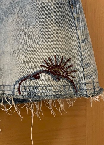 xs Beden mavi Renk Zara nakışlı Mavi Denim Kot Etek