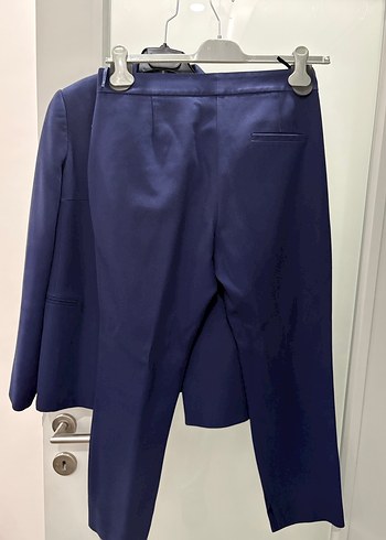 Düğmeli Lacivert Kadın Kumaş Pantolon - Görsel 3