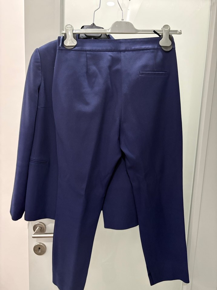 Düğmeli Lacivert Kadın Kumaş Pantolon - Görsel 3