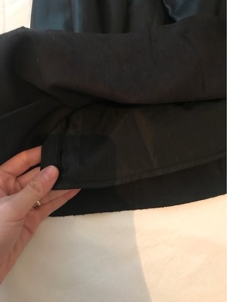 38 Beden siyah Renk Koton deri pilili etek (astarlı)
