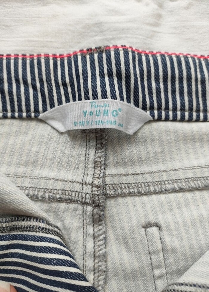 Penti kız çocuk çizgili kot şort  - Görsel 2