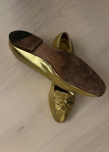 37,5 Beden Gold deri loafer
