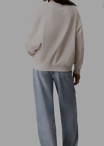 Bej Kadın Sweatshirt Uzun Kollu Salaş Kesim - Görsel 2