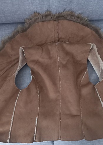 Kahverengi Süet Suni Kürk Yelek - Görsel 5