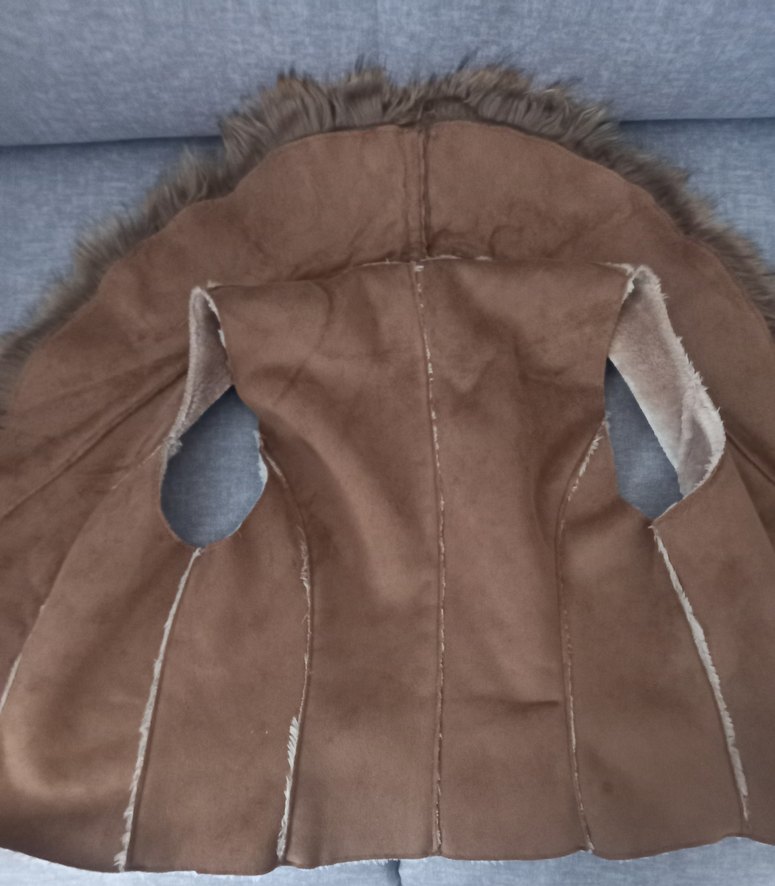 Kahverengi Süet Suni Kürk Yelek - Görsel 5