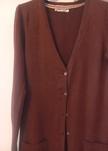 Bordo V Yaka Uzun Kollu Kadın Hırka - Görsel 3