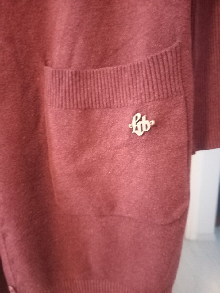 Bordo V Yaka Uzun Kollu Kadın Hırka - Görsel 5