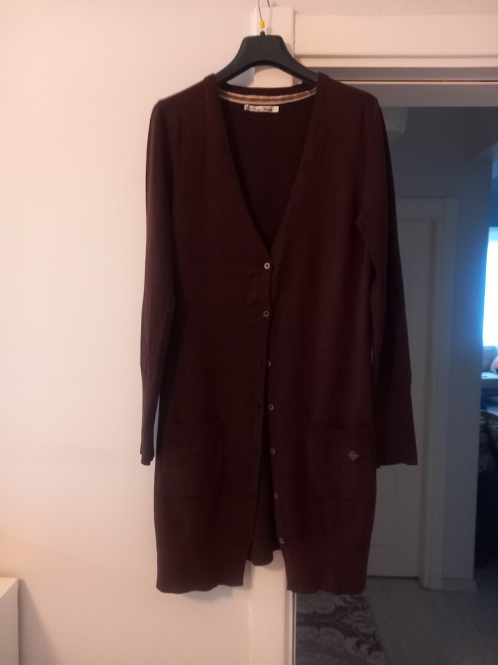 Bordo V Yaka Uzun Kollu Kadın Hırka - Görsel 2