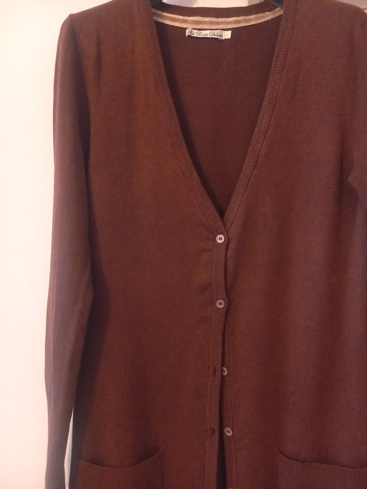 Bordo V Yaka Uzun Kollu Kadın Hırka - Görsel 3