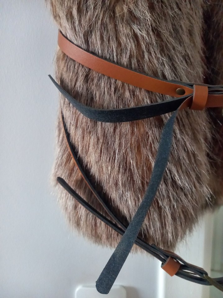 Kahverengi Kürklü Deri Kadın Yelek - Görsel 4