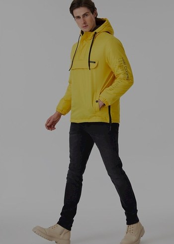 Sarı Kapüşonlu Erkek Spor mont - Görsel 2