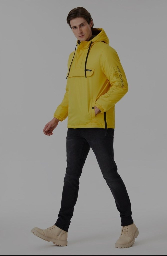 Sarı Kapüşonlu Erkek Spor mont - Görsel 2