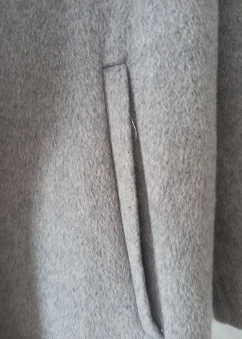 Gri Çift Düğmeli Uzun Kaban - Görsel 5