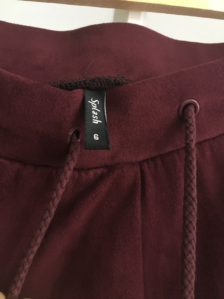 Bordo Nakışlı Yırtmaçlı Kadın Süet Eşofman - Görsel 4