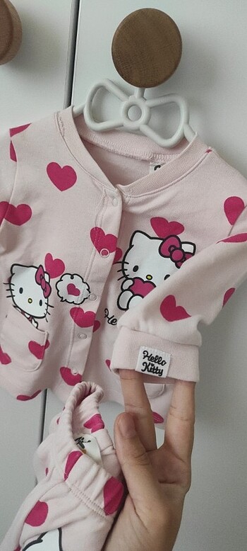 3-6 Ay Beden pembe Renk Civil pijama takımı hello kitty