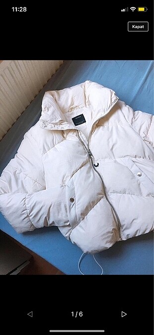 Bershka krem rengi şişme mont