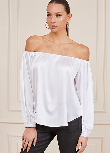 xl Beden Guess Marciano Düşük Omuzlu Saten Üst