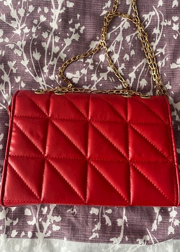 Zincir Detaylı Kırmızı Kadın Çanta - Görsel 2