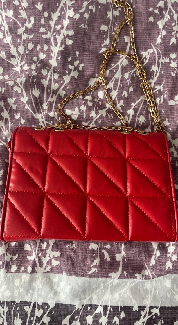 Zincir Detaylı Kırmızı Kadın Çanta - Görsel 2
