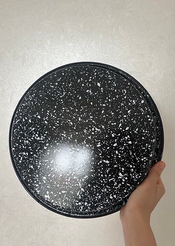 Beyaz Lacivert Kenarlı Çiçek Desenli Tabak - Görsel 2