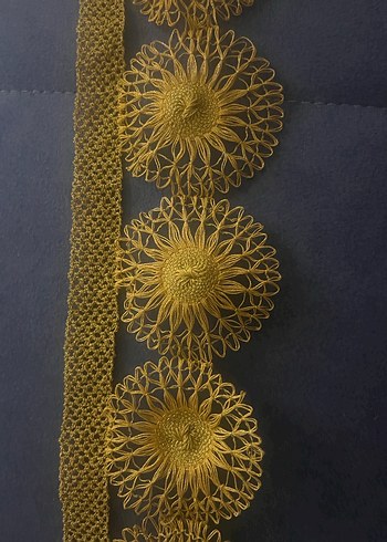 El Yapımı Sarı Bohem Dantel Şerit - Görsel 2