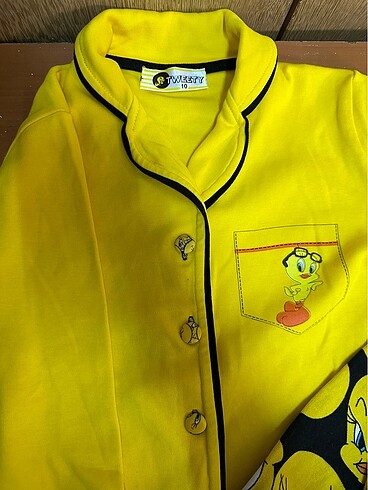 10 Yaş Beden sarı Renk Pijama takımı