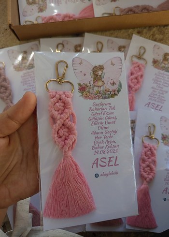  Beden Püsküllü Bohem Pembe Anahtarlık