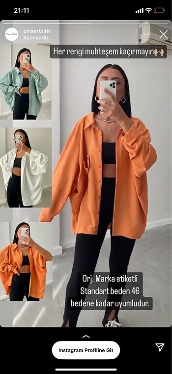 diğer Beden Oversize Turuncu Gömlek Zara